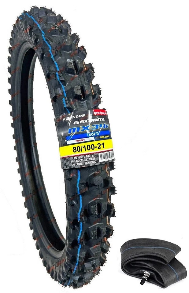 Pneu dianteiro macio DUNLOP MX34 GEOMAX 80/100-21 +TUBO GÁS GÁS 250 300 - Imagem 1 de 2