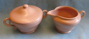 Vintage Franciscan El Patio Peach / Coral Color Cream & Sugar 1930s - Picture 1 of 7