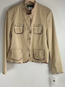 Harve Benard Jacket Blazer Womens 16 Beige Pockets Lined Embellished Beaded Coat - Picture 1 of 7