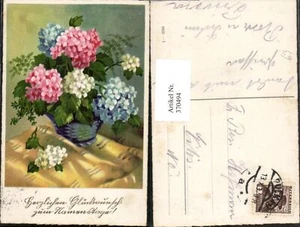 370494,Künstler AK Namenstag Blumen Hortensien - Picture 1 of 1