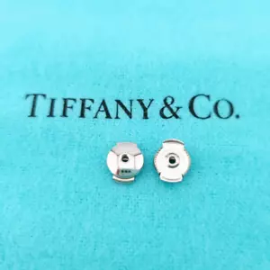 Como Nuevo Tiffany & Co Oro Blanco 18k 750 Apretar Empujar Traseros La Pousette Para Pendientes - Imagen 1 de 9