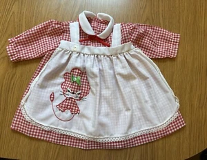 Baby girl vintage Plaid Kitty apron Dress 6-9 Months B7 - Picture 1 of 4