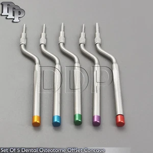 Implante dental 5 piezas instrumento osteotomo desplazamiento seno mango curvo punta cóncava - Imagen 1 de 3