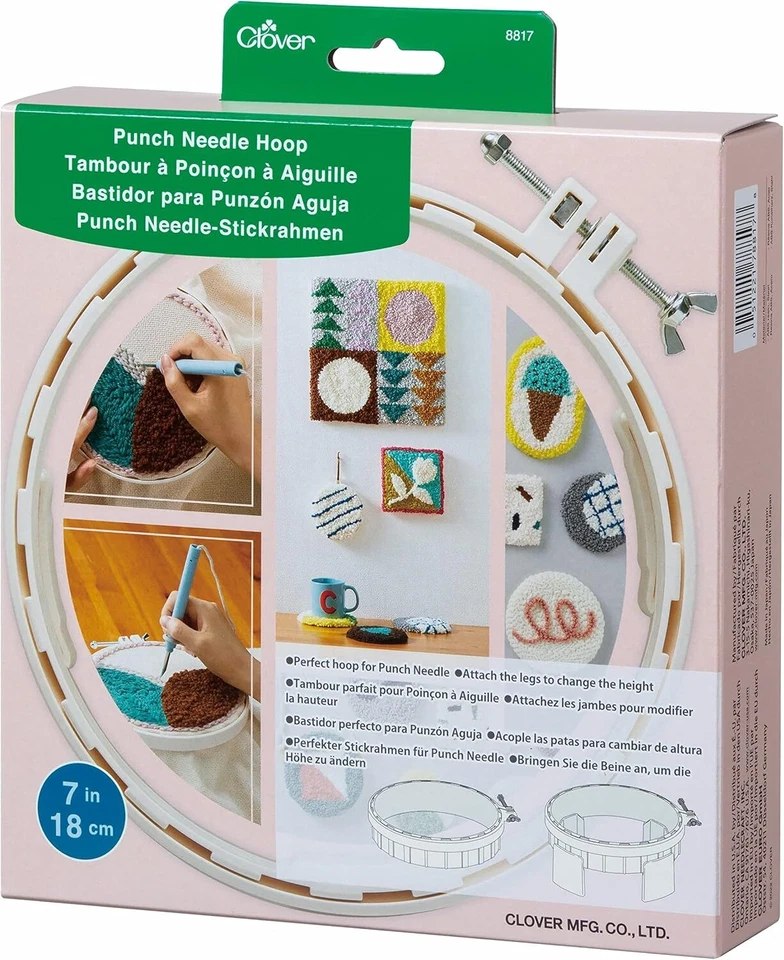 Clover Needlecraft Hoop 7in Punchneedle, White,Hand Embroidery Hoops & Frames - Image 1 of 1