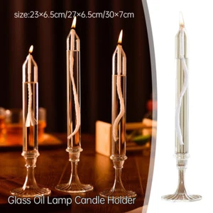 Europäische lange Glas Öllampe Kerzenhalter transparent Kerzenständer Ornamente - Bild 1 von 10