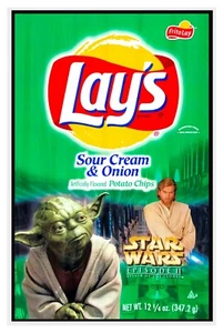 NEVER USED Star Wars Episode II Yoda & Obi Wan 2002 Frito-Lay Bag FRAMEABLE - Picture 1 of 2