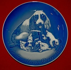 BING & GRONDAHL Large Plate Mother's Day Dog Puppies 1969-1979 Made in Denmark - Picture 1 of 2