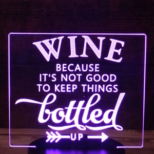 3D Wine Lover Acrylic for LED Lamp Base (Acrylic Only. Base Not Included) - Picture 1 of 10