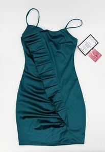 NEw Emerald Sundae Dress Womens Small Green Bodycon Curvy Strappy Zip Short Mini - Picture 1 of 16