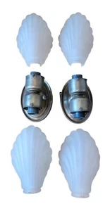 Coppia di lampade elettriche vintage art deco doppio vetro smerigliato smerlato rare - Foto 1 di 6