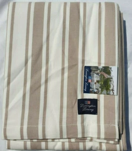 LEXINGTON BEIGE / WHITE STRIPE TABLECLOTH 150CM X 250CM 100% COTTON  - Picture 1 of 1