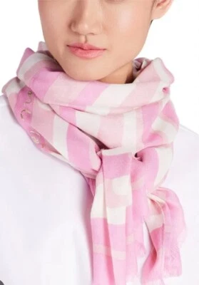 New Kate Spade Dot Stripe Oblong Scarf Pink Multi Grapefruit Soda - Image 1 of 4