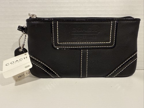Polsino Coach New York in pelle nera con zip angolare NUOVO!