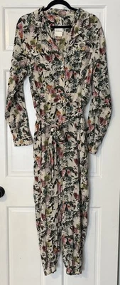 Mono Free People Mujer Grande Sierra Estampado Floral Boho Bolsillos con Cinturón Nuevo con Etiquetas Foto 1 de 4