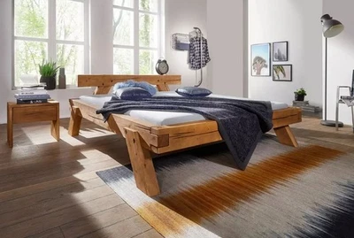 Balkenbett Bett Doppelbett Massivholz 140x200cm Fichte honig gebeizt NEU OVP!!! - Bild 1 von 4