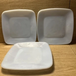 3 VTG Fire King Light Blue Delphite Luncheon/Salad Plates 8-1/4” Square Retro - Picture 1 of 12