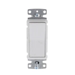 Hubbell RSD315W White 15A Decorator Smooth Rocker Bulk 3-Way Wall Light Switch - Picture 1 of 7