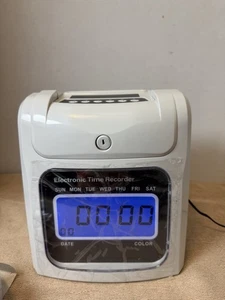Electronic Employee Time Clock Recorder Punch Card Machine & Keys, No Backup Bat - Picture 1 of 16