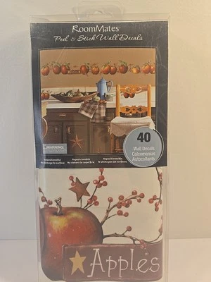 New COUNTRY APPLES Stars & Berries 40  WALL DECALS Border Stickers Kitchen Decor — 第 1/4 张图片