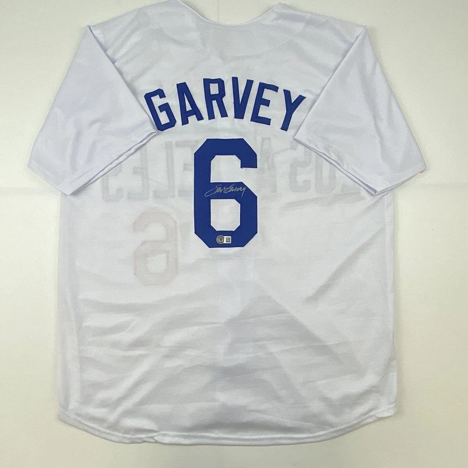 Autographed/Signed STEVE GARVEY Los Angeles White Baseball Jersey Beckett COA - Image 1 of 4