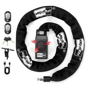 Bike Chain Lock with Alarm, 4 ft E Scooter Lock Anti-Theft Alarm 110dB Securi... - Picture 1 of 8
