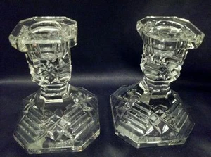 Waterford Crystal Rare Vintage OCTAGONAL Candlesticks Set of 2 Made in Ireland - Picture 1 of 3