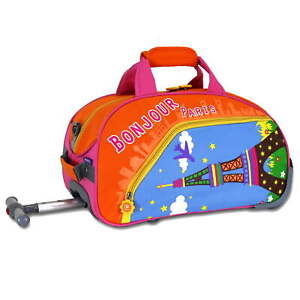 Boys and Girls Kids travel Duffle Bag with Wheels Carry-on Luggage, Paris