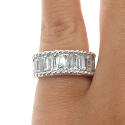 Anillo de media eternidad Juduth Ripka de plata de ley 925 corte baguette C Z talla 5 Foto 1 de 4