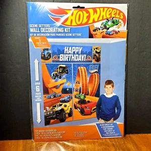 Hot Wheels Birthday Decorating Kit Backdrop Scene Setters Large Posters 6' - Picture 1 of 15