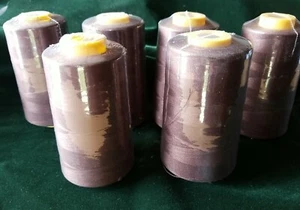 6 Spools Sewing Machine Thread Brown 6000 Yards Each Heavy Duty Cone Overlock - Picture 1 of 3
