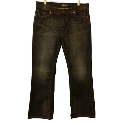 Seven7 Boot Cut Jeans Hombre 36x30 Azul Denim Western Solapa Bolsillo Bordado Foto 1 de 4