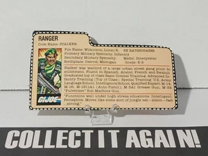 GI Joe 1983 2 ARAH Stalker file card - Picture 1 of 1