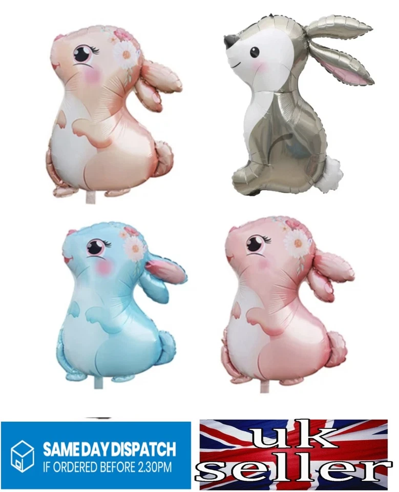 Пасхальный заяц кролик фольгированный шар серый большого размера гелия воздушная партия - Изображение 1 из 1
