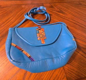 Borsa vintage in pelle collezione Pat Smiley, turchese anni 80/90 - Foto 1 di 10