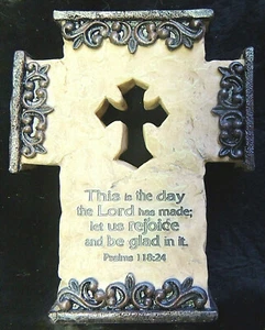 Christian Cross Shelf Decor Psalms 118:24 This Is the Day the Lord Has Made.... - Picture 1 of 1