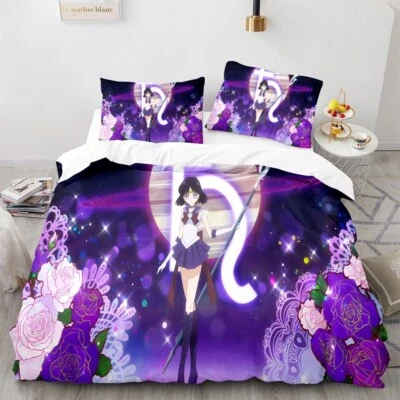 SAILOR MOON Anime Bettwäsche Set Kissenbezüge 80x80 Anpassbar Bettbezug 135x200 - Bild 1 von 2