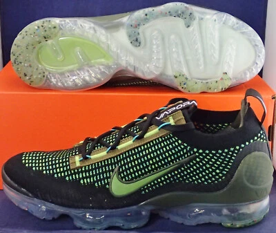 Nike Air VaporMax 2021 Flyknit Black Chlorophyll Cargo Khaki SZ 10 (DQ7640-001) - Image 1 of 4
