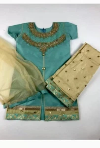 Abito da festa per ragazze Sharara/Lahenga adatto indiano pakistano Bangali Kamez 6-7 anni - Foto 1 di 4