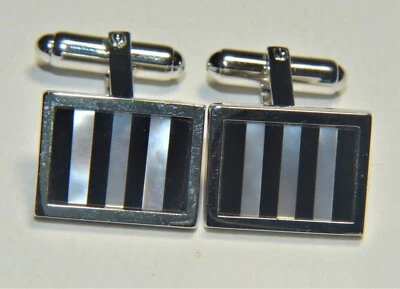 Gemelos De Diseñador Water E Hayward WEH De Ónix Estéril Y Madre Perla - Imagen 1 de 4