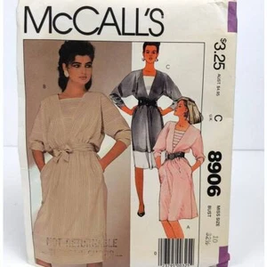 Vestido y cinturón de costura con cuello en V de los años 80 para mujer, McCalls 8906, talla 10 UC FF - Imagen 1 de 5