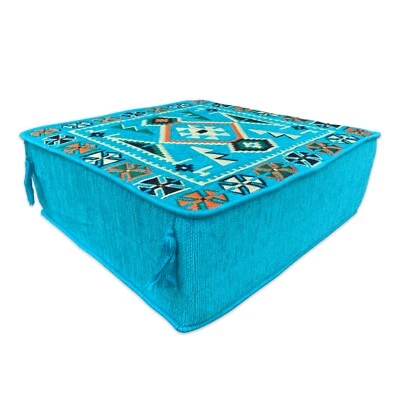 Large Moroccan-Style Square Turkish Pouffe Cover Foot Stool Ottoman Pillow - Image 1 of 4