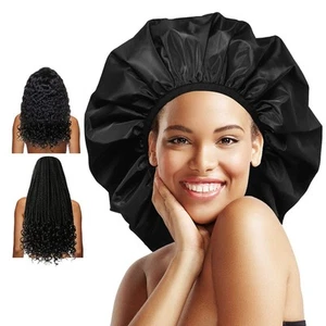 Extra Large Shower Cap, Double-Layer Waterproof Reusable, XL Satin Lining Sho... - Picture 1 of 9