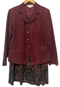 Blazer Vintage Bedford Fair Abotonado Floral Cremallera Falda Conjunto Paisley Midi Talla 12 - Imagen 1 de 17