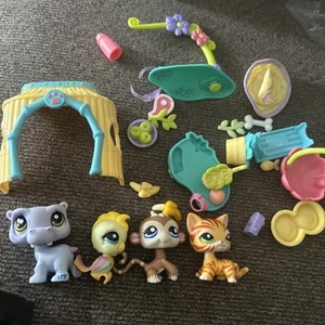 Authentic Littlest Pet Shop #1449 Hippo #1450 Monkey #1451 Tiger cat #1452 Bird - Picture 1 of 6