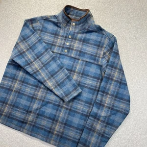 John Wayne karierter Fleecepullover 1/4 Druckknopf Pullover Herren XL blau kariert Jacke - Bild 1 von 11