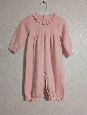 Mameluco tejido floral Bright Future rosa manga abullonada volantes talla 6-9 meses de colección Foto 1 de 4