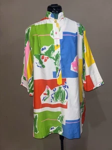 Vintage 1980s Katherine August for Penthouse Gallery Abstract Tunic Blouse M-L - Picture 1 of 9