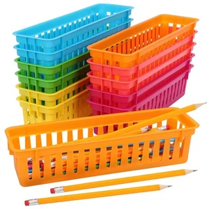 Schreibwaren Aufbewahrungskorb Plastik (12Stk) - Aufbewahrungsbox Lang Set Bunt - Bild 1 von 7