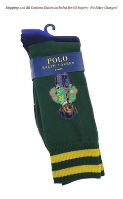 Calcetines Ralph Lauren Hombre OS Oso Verde Bordados Tejido Apretado Unisex 2 Pares I Foto 1 de 4