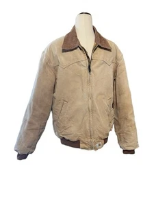 Vintage Carhartt Santa Fe Classic Red Quilt Lined Tan Jacket Large USA Brown Tan - Picture 1 of 17